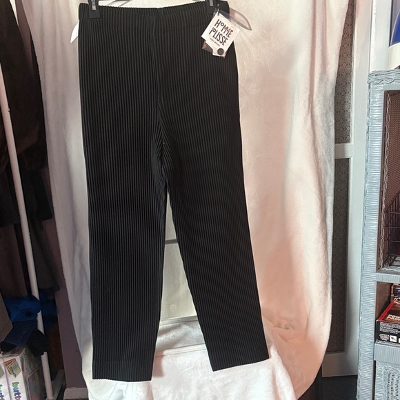 Issey Miyake Pants - Issey Miyake Homme Plissé Black Ribbed Trousers